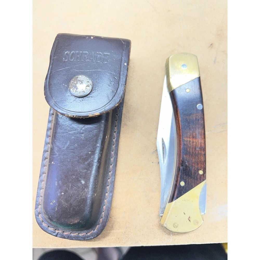 Vintage 1978 Schrade USA LB7 Uncle Henry Bear Paw Lockback Knife 4-Pin Sheath